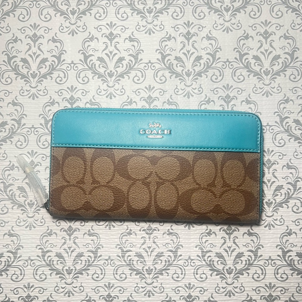 Coach Brown and Turquoise Wallet